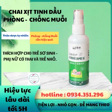Chai Xịt Tinh Dầu Thực Vật 100ml - Đuổi Muỗi, Côn Trùng An Toàn Cho Mẹ và Bé