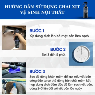 Chai xịt vệ sinh nội thất ô tô, ghế sofa, gia đình - Diệt bám bẩn, khử mùi, 96.000 VND