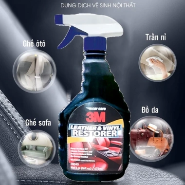 Chai xịt vệ sinh ô tô 3M 473ml - Khử mùi, sạch kính, ghế da nỉ, tặng khăn lau
