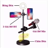 Chân 4 trong 1 livestream: kẹp điện thoại đôi, đèn LED, kẹp mic, Giá 184.195đ