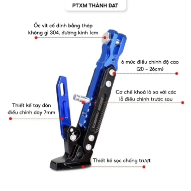 Chân Chống Xe Máy CNC Tăng Chỉnh Độ Cao 20-26cm, Chịu Tải 500kg, Giá Ưu Đãi 99.000₫ 3