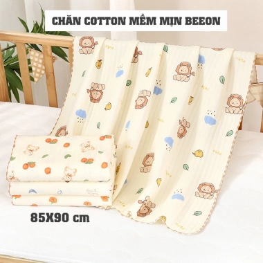 Chăn đắp bé BeeOn cotton 3 lớp mềm mịn thoáng khí 90x85cm, khăn quấn, ủ choàng - 90.000đ