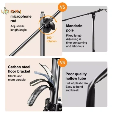 Chân đế ba chân micro Boom 1.7 2.1M, giá đỡ 66cm, cánh tay thanh ngang kẹp, giá đỡ điện thoại Hot 8