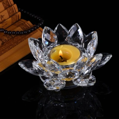 Chân Đế Đựng Đèn Cầy Tealight Pha Lê - Đa Kích Thước, Đa Màu, Phật Giáo Hoa Sen