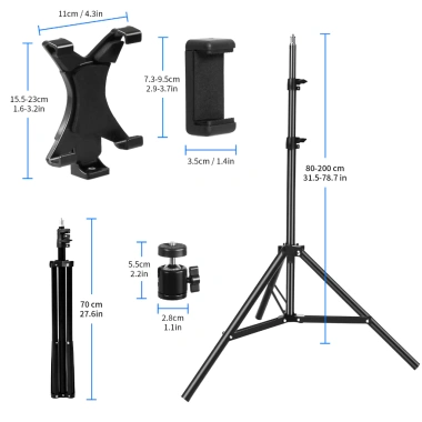 Chân Đế Selen 200cm Di Động Điều Chỉnh Tripod Selfie Camera Giá Đỡ Bluetooth 126k