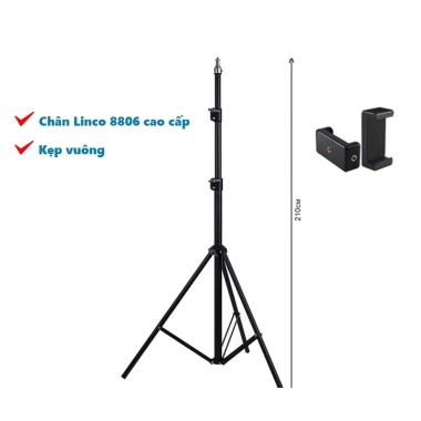 Chân đèn chụp ảnh LINCO 8.806 livestream - Tripod đa năng 2m, tặng kẹp điện thoại, chỉ 139.000₫