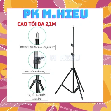 Chân đèn livestream cao 2.1m cho studio, chụp ảnh, quay phim - Giá 15.000 VND