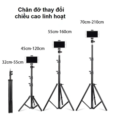 Chân đèn livestream Fusender cao ~2m1, tripod chắc chắn cho studio, quay phim, máy ảnh - Giá 56.500₫