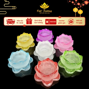 Chân Đèn Thủy Tinh Lưu Ly Hoa Sen Đựng Nến Tealight Nhiều Màu Giá 34.200₫