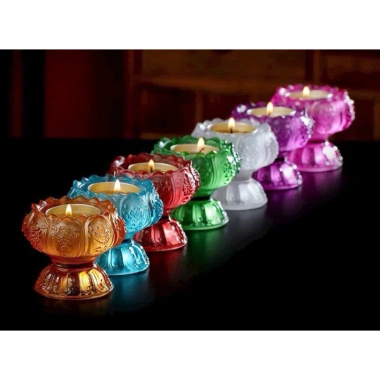 Chân Đèn Thủy Tinh Lưu Ly Hoa Sen Đựng Nến Tealight Nhiều Màu Giá 34.200₫