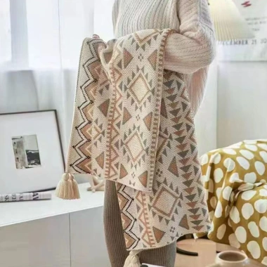 Chăn dệt kim bohemian mềm mại, thân thiện da, phù hợp cho bé, sofa, văn phòng, giá ưu đãi