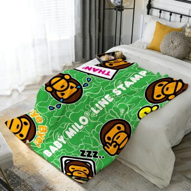 Chăn Flannel Baby Milo Bape: Sang Trọng, Mềm Mại, Ấm Áp, Lý Tưởng Du Lịch Giường