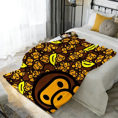 Chăn Flannel Baby Milo Bape: Sang Trọng, Mềm Mại, Ấm Áp, Lý Tưởng Du Lịch Giường