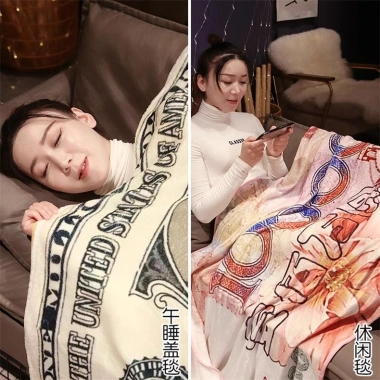 Chăn Flannel Văn Phòng Họa Tiết Triệu Đô - Mềm Mại, Chống Xù, Giá 149.040 VND