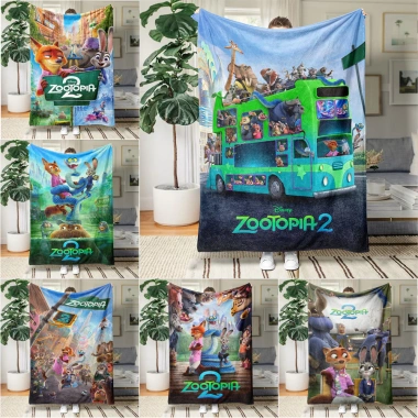 Chăn Flannel Zootopia 2 một mặt - êm mềm, phù hợp cho sofa, giường, văn phòng, du lịch, giá ưu đãi 183k