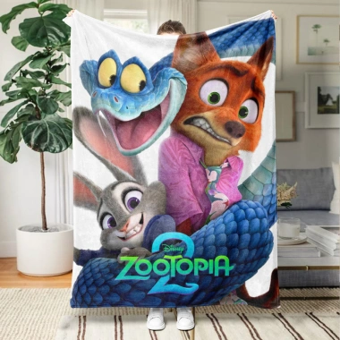Chăn Flannel Zootopia 2 một mặt - êm mềm, phù hợp cho sofa, giường, văn phòng, du lịch, giá ưu đãi 183k