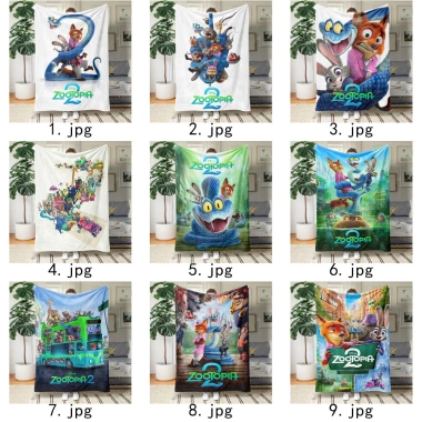 Chăn Flannel Zootopia 2 một mặt - êm mềm, phù hợp cho sofa, giường, văn phòng, du lịch, giá ưu đãi 183k