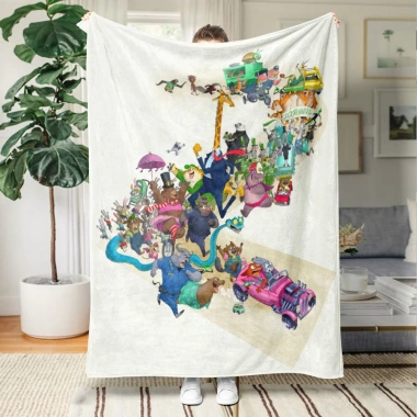 Chăn Flannel Zootopia 2 một mặt - êm mềm, phù hợp cho sofa, giường, văn phòng, du lịch, giá ưu đãi 183k