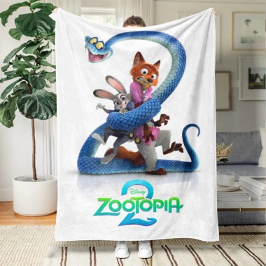 Chăn Flannel Zootopia 2 một mặt - êm mềm, phù hợp cho sofa, giường, văn phòng, du lịch, giá ưu đãi 183k