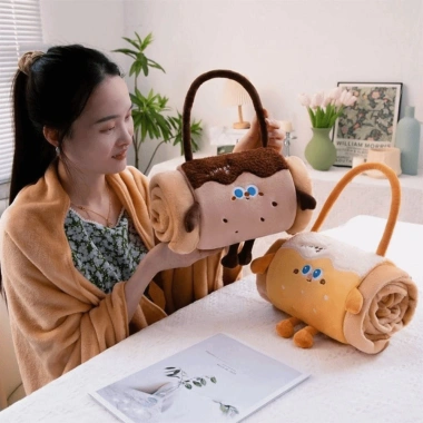 Chăn FUNG 2 trong 1 Cuộn Gập Đệm ấm áp Hoạt hình - Du lịch cầm tay, 158.760đ