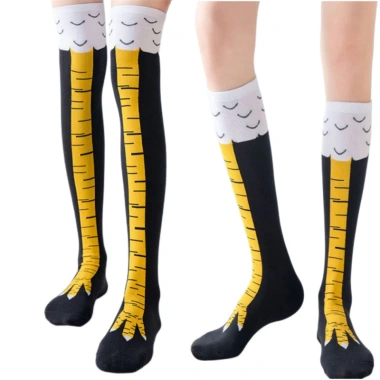 Chân Gà Hoạt Hình Dài Tất Nữ Cotton 3D In Đầu Gối - Giá Ưu Đãi 30.578 6