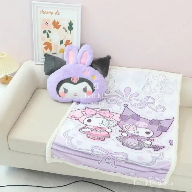 Chăn gối ôm 2 trong 1 Kuromi Cinnamoroll - Chăn điều hòa dày, gối đầu xe, gối cổ, 158.000₫