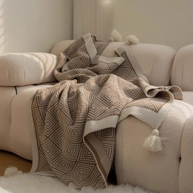 Chăn Không Khí Dệt Kim Bắc Âu Nhẹ Sang Trọng cho Đầu Giường, Văn Phòng và Sofa