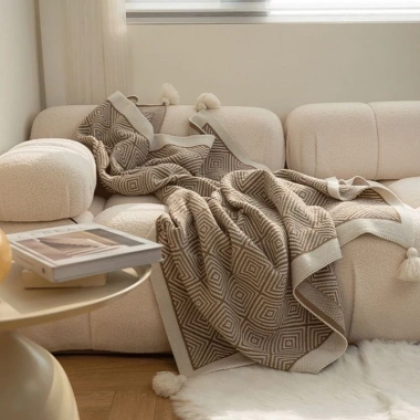 Chăn Không Khí Dệt Kim Bắc Âu Nhẹ Sang Trọng cho Đầu Giường, Văn Phòng và Sofa