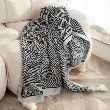 Chăn Không Khí Dệt Kim Bắc Âu Nhẹ Sang Trọng cho Đầu Giường, Văn Phòng và Sofa