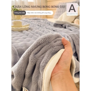 Chăn Lông Chồn Cao Cấp 2.2x2.3m - Ấm Áp, Mềm Mại, Văn phòng du lịch, 287k 4