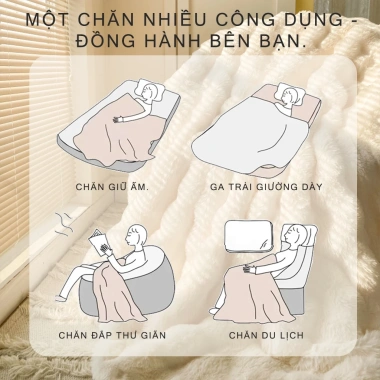 Chăn Lông Chồn Cao Cấp 2.2x2.3m - Ấm Áp, Mềm Mại, Văn phòng du lịch, 287k 7