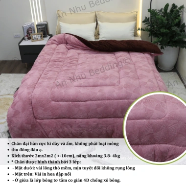 Chăn Lông Thỏ An Như Bedding Siêu Ấm 3 Lớp Chống Xô Bông Dày Mịn 3.8kg 349.900₫