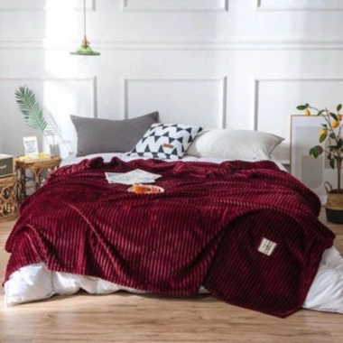 Chăn Lông Tuyết 2Mx2M3 Thun Lạnh Hè, Kẻ Tăm KT - Giá ưu đãi 128k, mỏng nhẹ