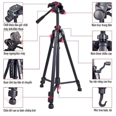 Chân Máy Ảnh Tripod 3.520 Hợp Kim, Tặng Đầu Kẹp Điện Thoại - 225.000 VNĐ 2 Chân Máy Ảnh Tripod 3.520 Hợp Kim, Tặng Đầu Kẹp Điện Thoại - 225.000 VNĐ 2