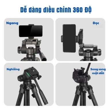 Chân Máy Ảnh, Tripod Đa Năng Cao 1m65 Gập Gọn - Chụp Ảnh, Quay Video, Livestream Chính Hãng
