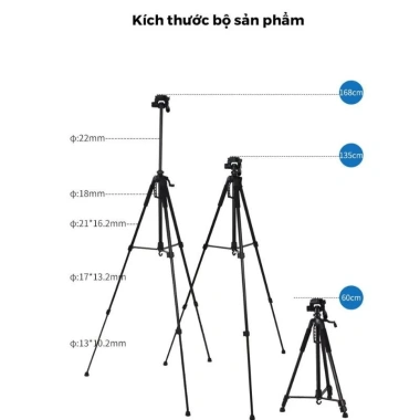 Chân Máy Ảnh, Tripod Đa Năng Cao 1m65 Gập Gọn - Chụp Ảnh, Quay Video, Livestream Chính Hãng