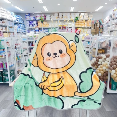 Chăn mền lông tuyết 4 mùa in hình 2 mặt 100x140cm cho bé đi học văn phòng siêu mềm