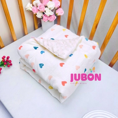 Chăn mùa đông bé sơ sinh 100x110 cm vải muslin lót hạt đậu - Giá 200.000 đồng