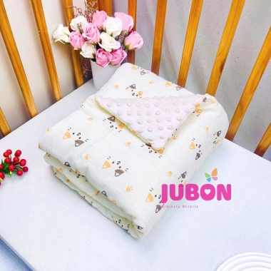 Chăn mùa đông bé sơ sinh 100x110 cm vải muslin lót hạt đậu - Giá 200.000 đồng