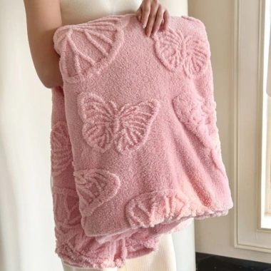 Chăn Mùa Hè Nhung San Hô 100% Mềm, Điều Hòa Không Khí, Jacquard Bướm, Giá Ưu Đãi 149.490 VND