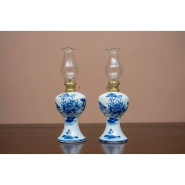 Chân nến đèn dầu men lam - Đồ thờ gốm sứ Bát Tràng, giảm giá 66.500đ