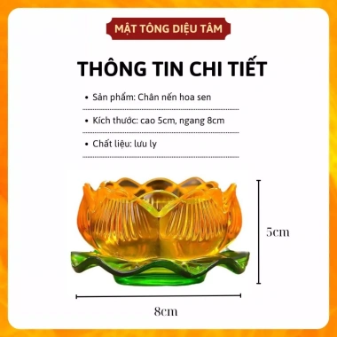 Chân Nến Hoa Sen Lưu Ly Đế Lá Sen - Đèn Cầy, Chén Nước, Ly Thờ Cúng, Diệu Tâm, Giá 60.000đ