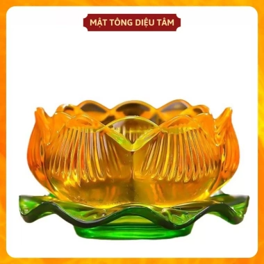 Chân Nến Hoa Sen Lưu Ly Đế Lá Sen - Đèn Cầy, Chén Nước, Ly Thờ Cúng, Diệu Tâm, Giá 60.000đ