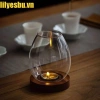 Chân nến LILYESBU nắp cốc, đế gỗ, giá đỡ trong suốt, vòng chống gió Retro Châu Âu - Trang trí tiệc