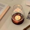 Chân nến LILYESBU nắp cốc, đế gỗ, giá đỡ trong suốt, vòng chống gió Retro Châu Âu - Trang trí tiệc 3