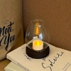 Chân nến LILYESBU nắp cốc, đế gỗ, giá đỡ trong suốt, vòng chống gió Retro Châu Âu - Trang trí tiệc 8
