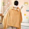 Chăn ngủ mũ trùm đầu SHENJIN - Chăn điều hòa không khí mềm mại, ấm áp, đa chức năng, in phim Kawaii, áo choàng du lịch