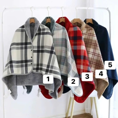 Chăn ngủ văn phòng kiêm áo choàng 100x140cm, chất liệu mềm mịn, nút kẻ sọc, tiện lợi, giảm giá 138k