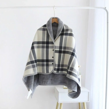 Chăn ngủ văn phòng kiêm áo choàng 100x140cm, chất liệu mềm mịn, nút kẻ sọc, tiện lợi, giảm giá 138k