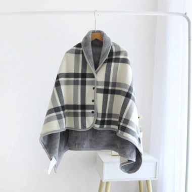 Chăn ngủ văn phòng kiêm áo choàng 100x140cm, chất liệu mềm mịn, nút kẻ sọc, tiện lợi, giảm giá 138k